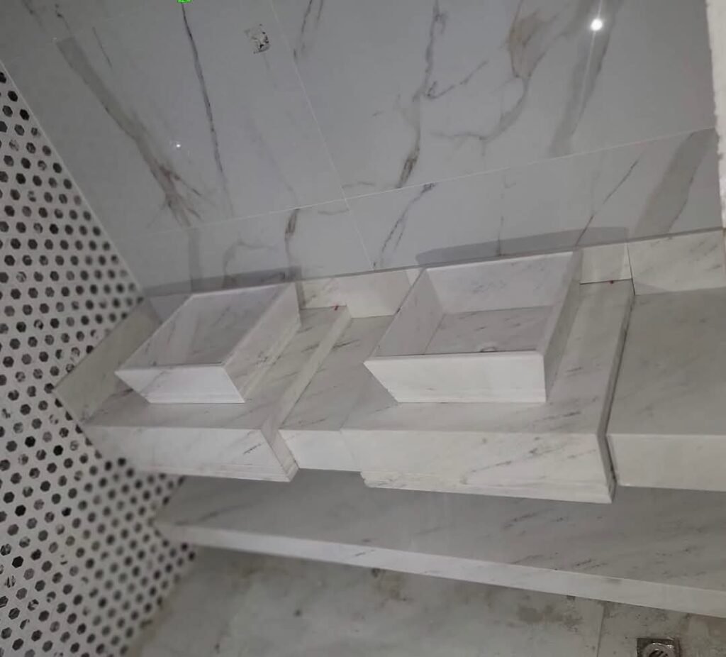 Marble wash basin (counter top) installation in Qatar