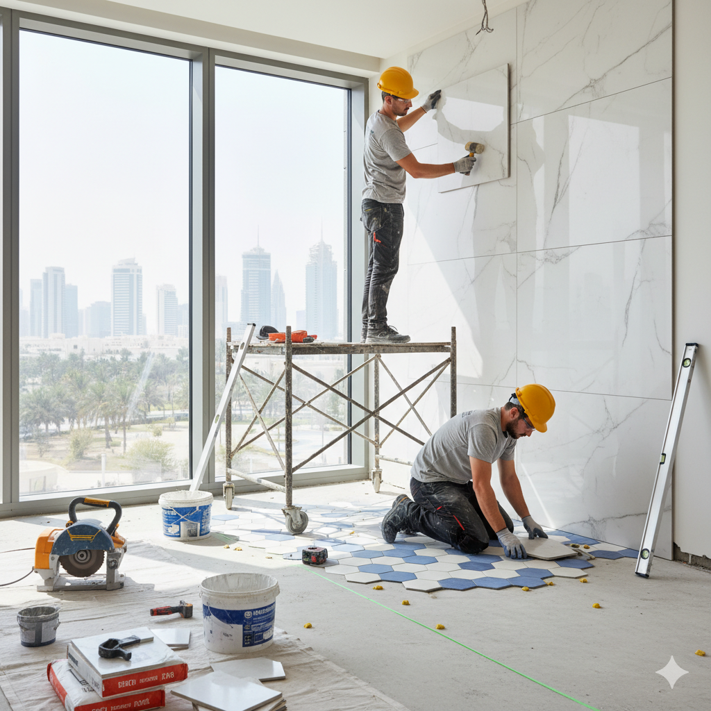 Wall tiles installation & flooring works in Qatar