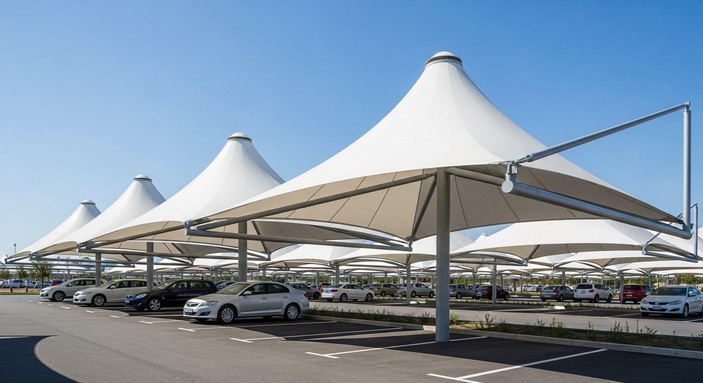 Conical Double Pole Parking Shed
