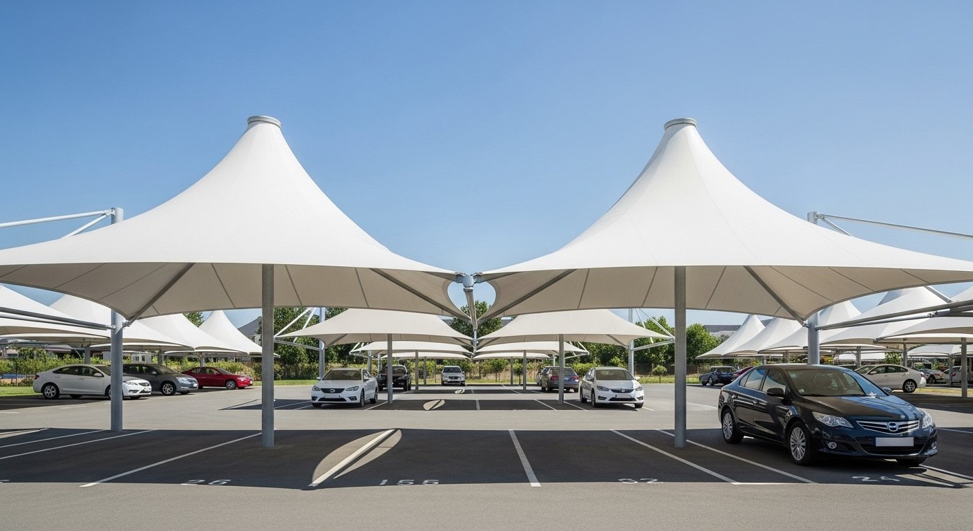 Conical Double Pole Parking Shed